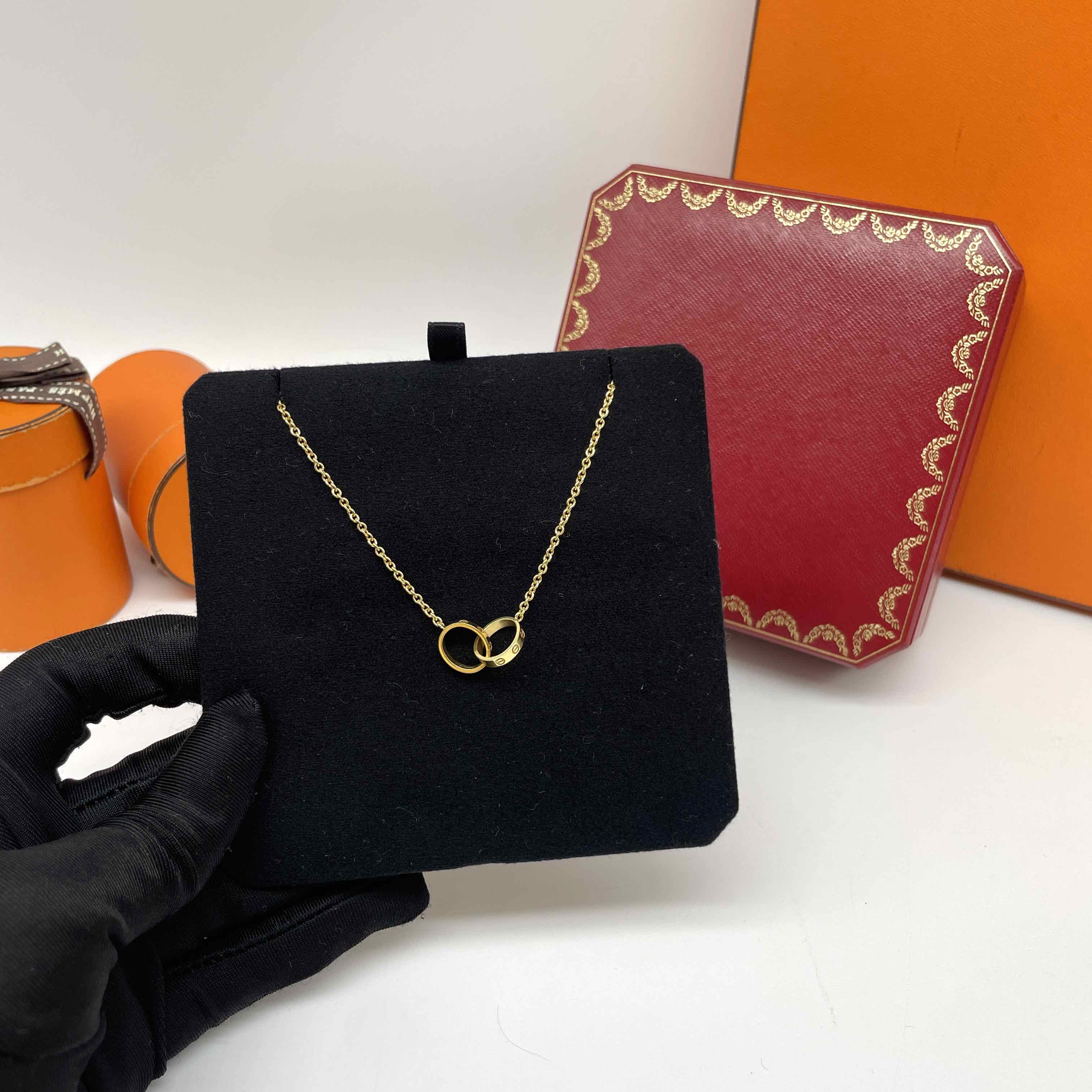 Cartier Yellow Gold Double Ring Necklace 98% New