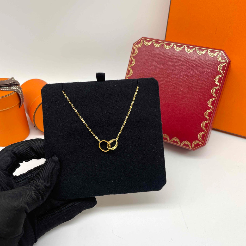 Cartier Yellow Gold Double Ring Necklace 98% New