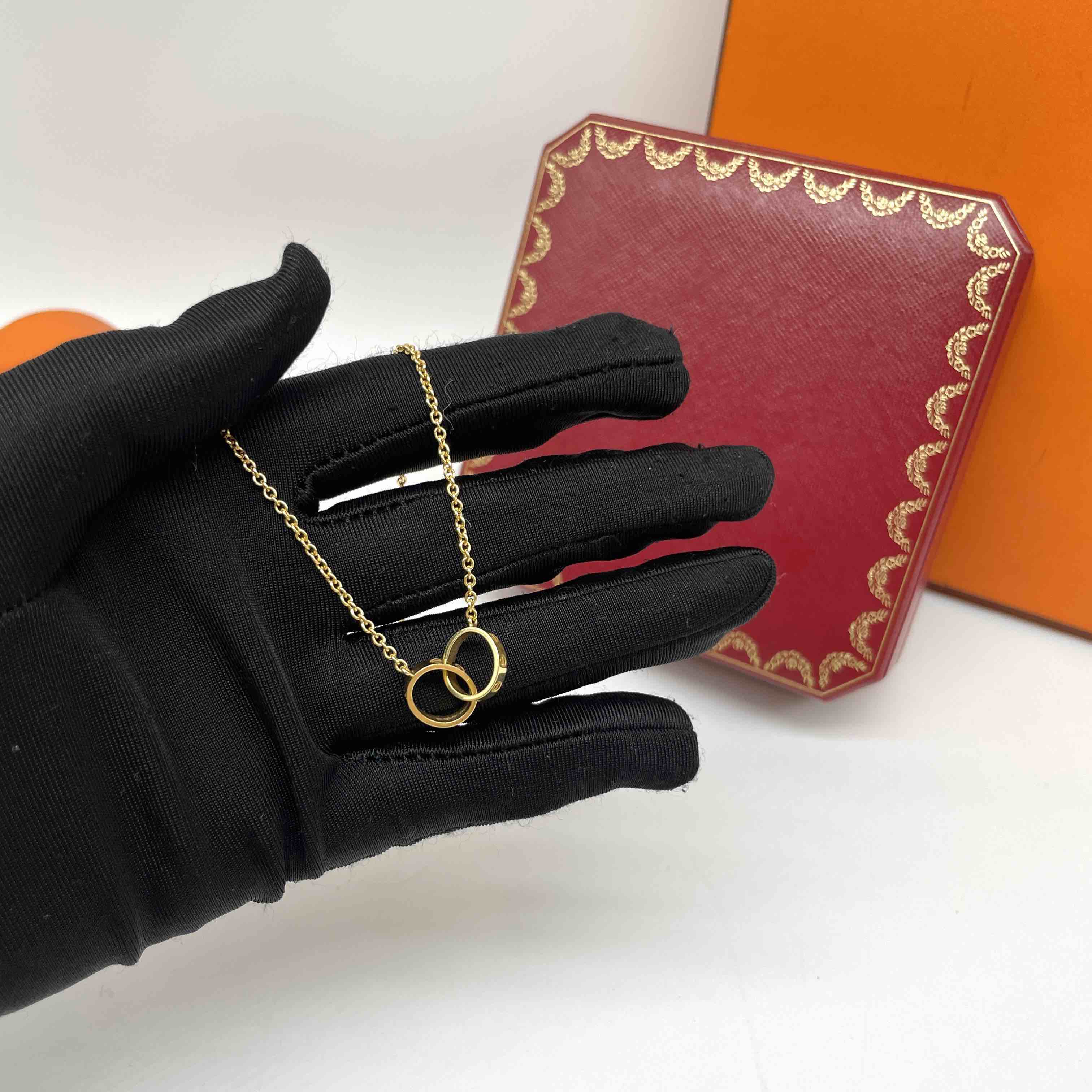 Cartier Yellow Gold Double Ring Necklace 98% New