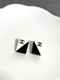 Chanel Black & White CC Clip-On Earrings