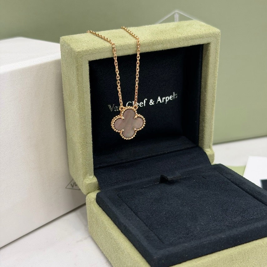 Van Cleef & Arpel four leaf clover collection 18K rose gold mother-of-pearl necklace