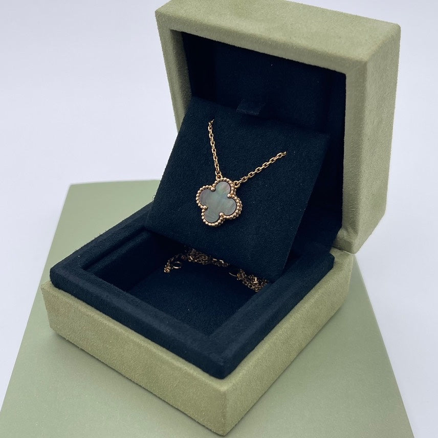 Van Cleef & Arpel four leaf clover collection 18K rose gold mother-of-pearl necklace