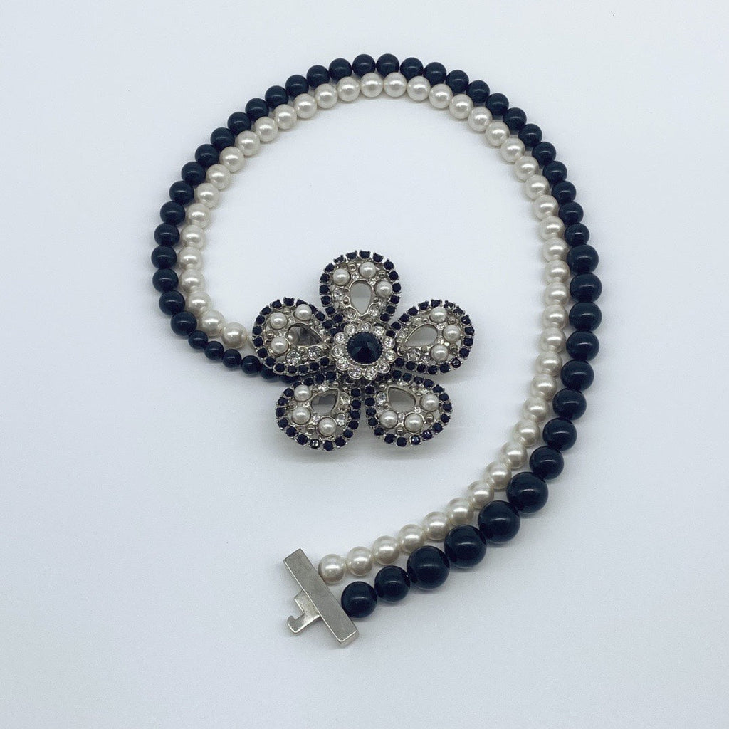 MiuMiu crystal pearl floral collection full diamond pearl necklace