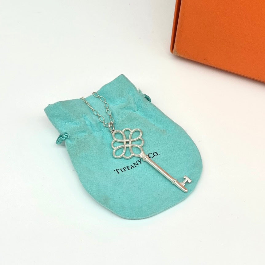 Tiffany Sterling Silver Key Necklace 98% New