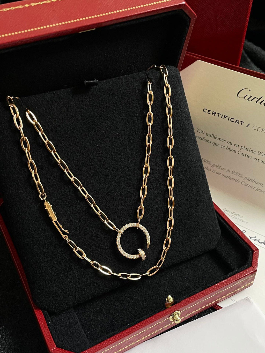 💕 Cartier Juste un Clou Necklace, 18k Gold & Diamond paved #15829