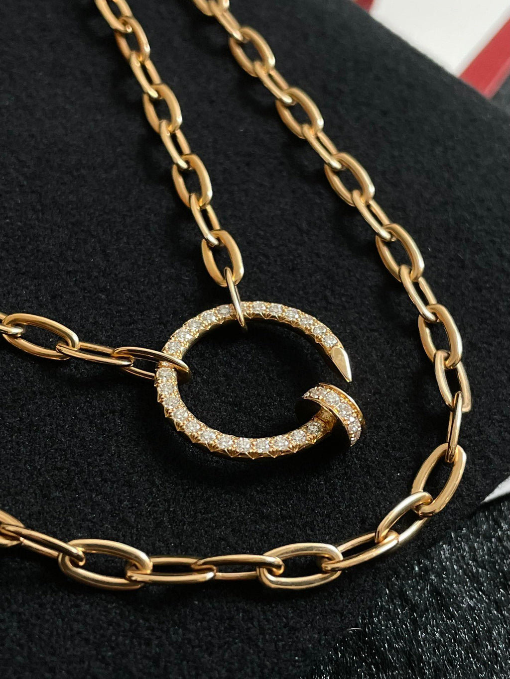 💕 Cartier Juste un Clou Necklace, 18k Gold & Diamond paved #15829