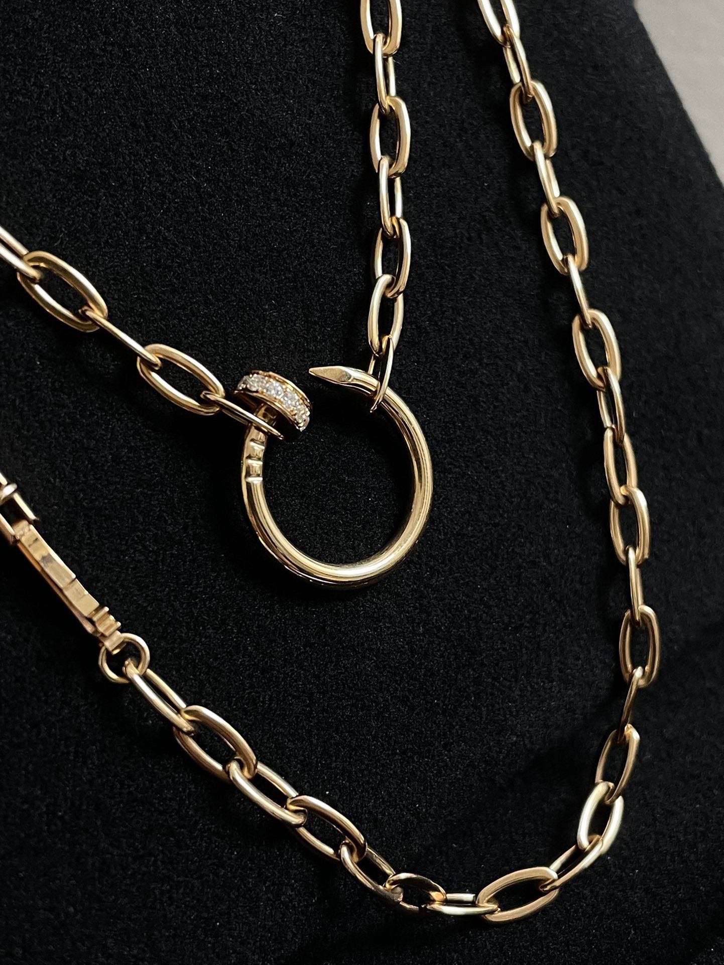 💕 Cartier Juste un Clou Necklace, 18k Gold & Diamond paved #15829