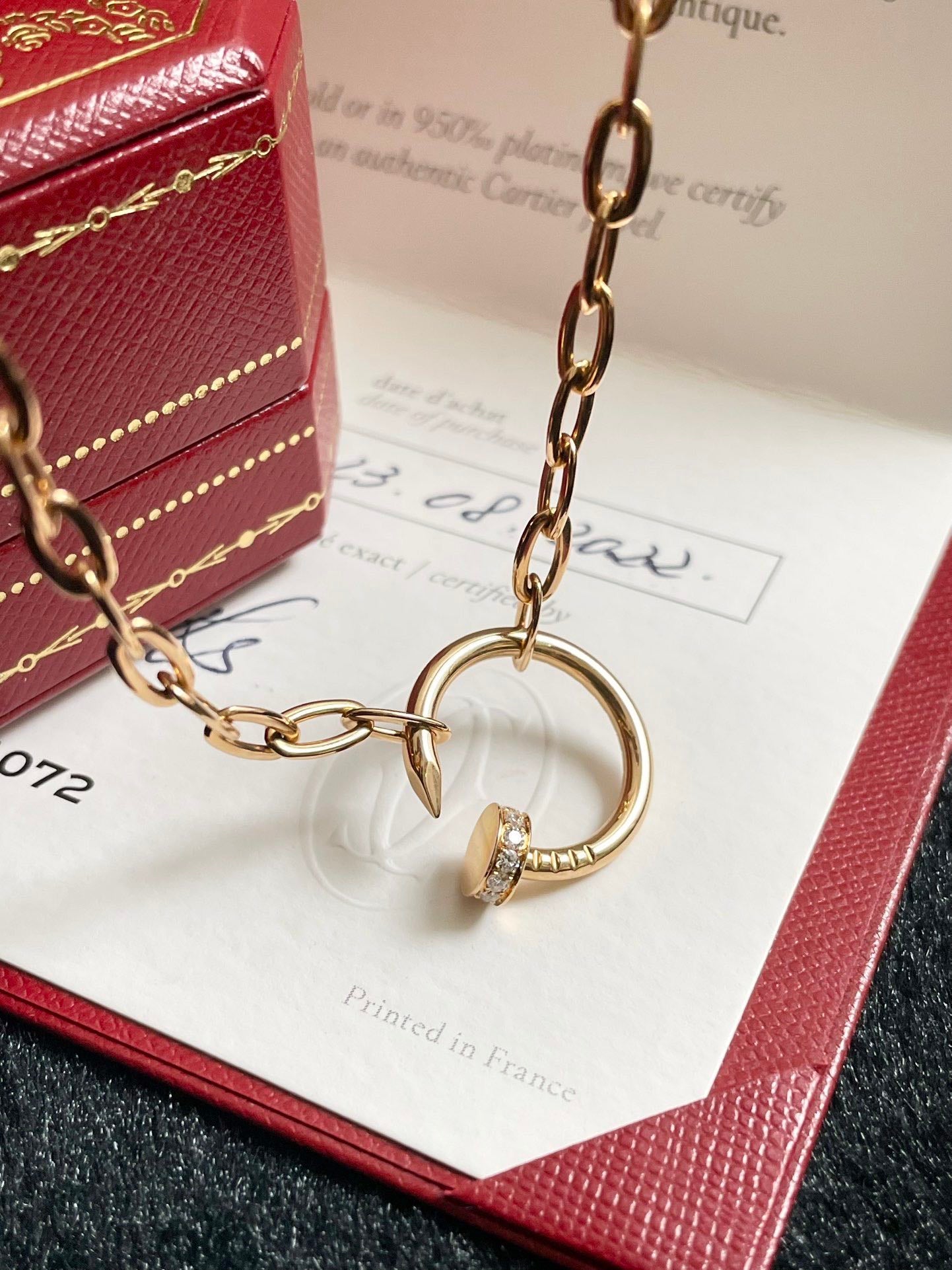 💕 Cartier Juste un Clou Necklace, 18k Gold & Diamond paved #15829