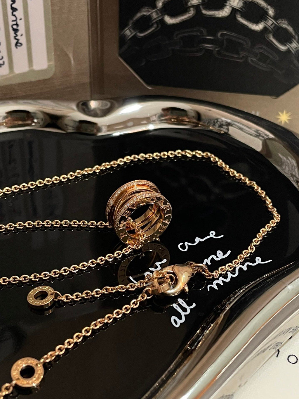 💕 BVlGARI B.Zero1 Legend Necklace, 18k RoseGold & Diamonds #15739