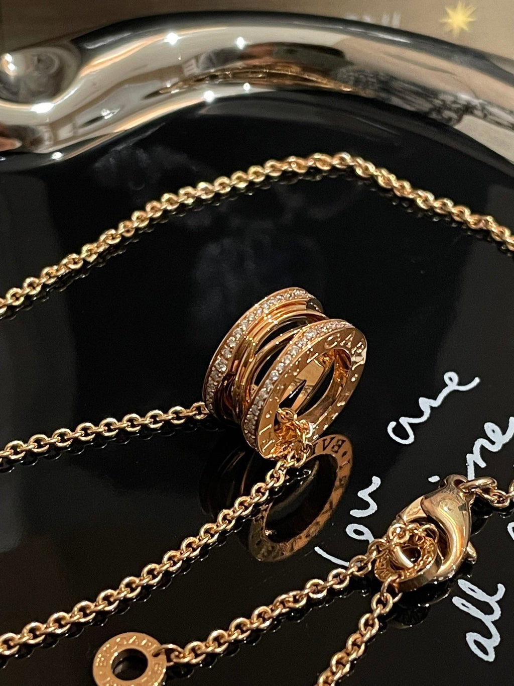 💕 BVlGARI B.Zero1 Legend Necklace, 18k RoseGold & Diamonds #15739