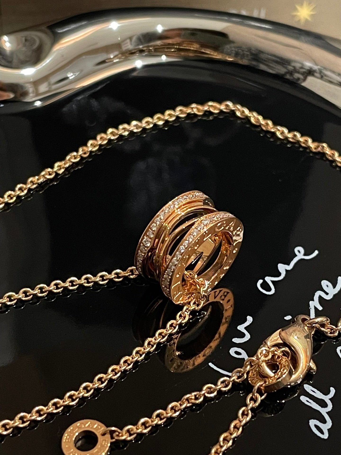 💕 BVlGARI B.Zero1 Legend Necklace, 18k RoseGold & Diamonds #15739
