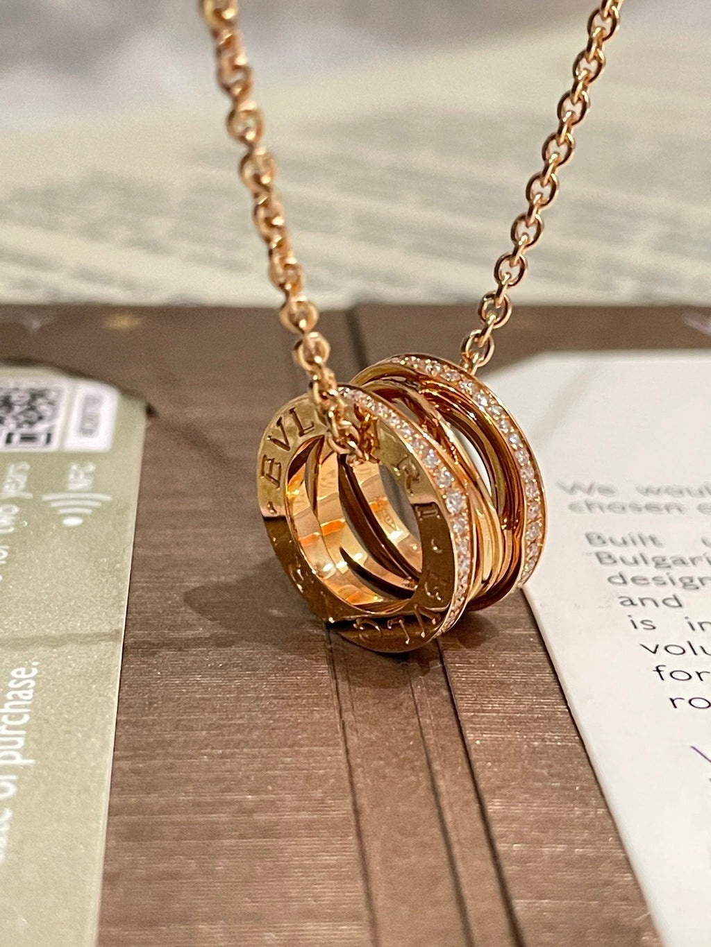 💕 BVlGARI B.Zero1 Legend Necklace, 18k RoseGold & Diamonds #15739