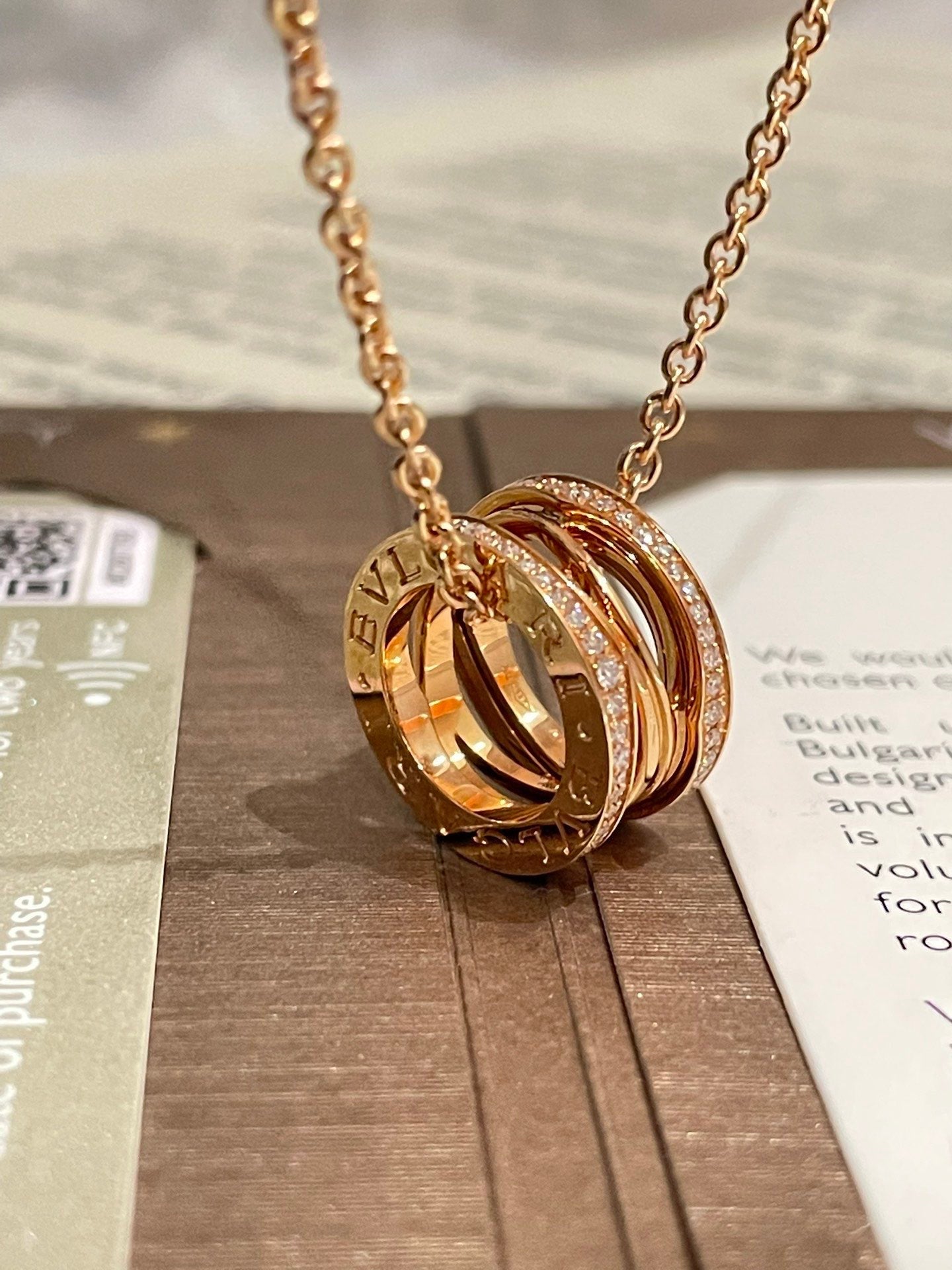 💕 BVlGARI B.Zero1 Legend Necklace, 18k RoseGold & Diamonds #15739