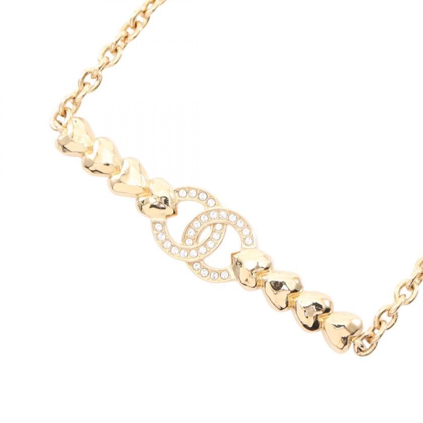 CHANEL coco mark heart necklace GP Rhinestone gold clear B23P 1035235 - Condition A