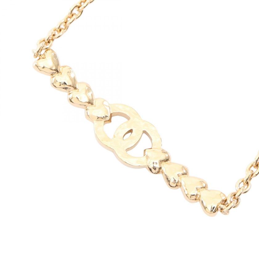 CHANEL coco mark heart necklace GP Rhinestone gold clear B23P 1035235 - Condition A