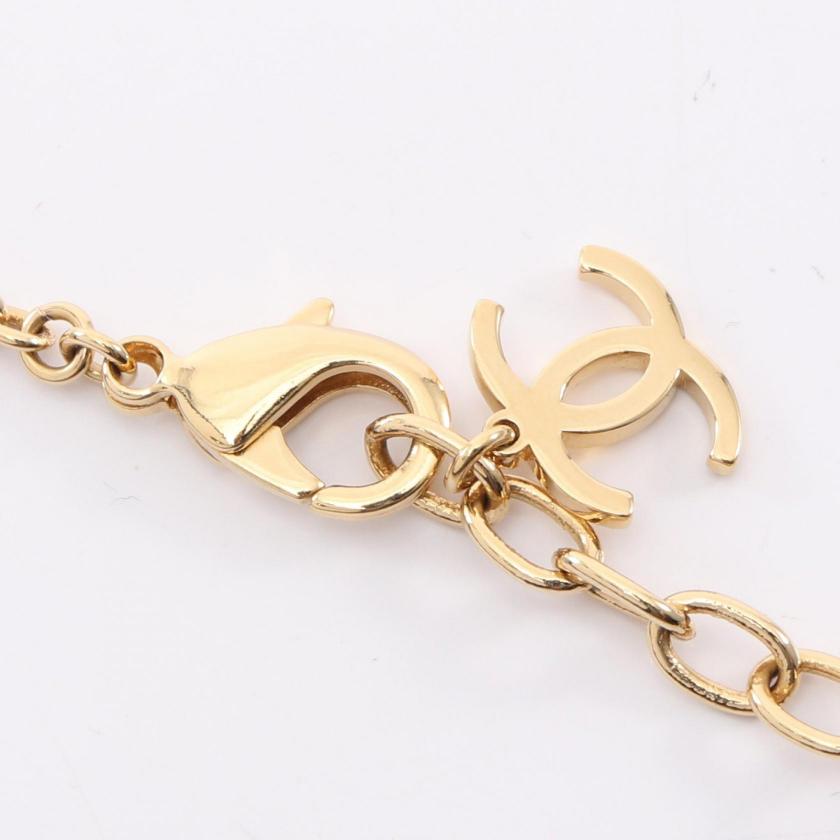 CHANEL coco mark heart necklace GP Rhinestone gold clear B23P 1035235 - Condition A