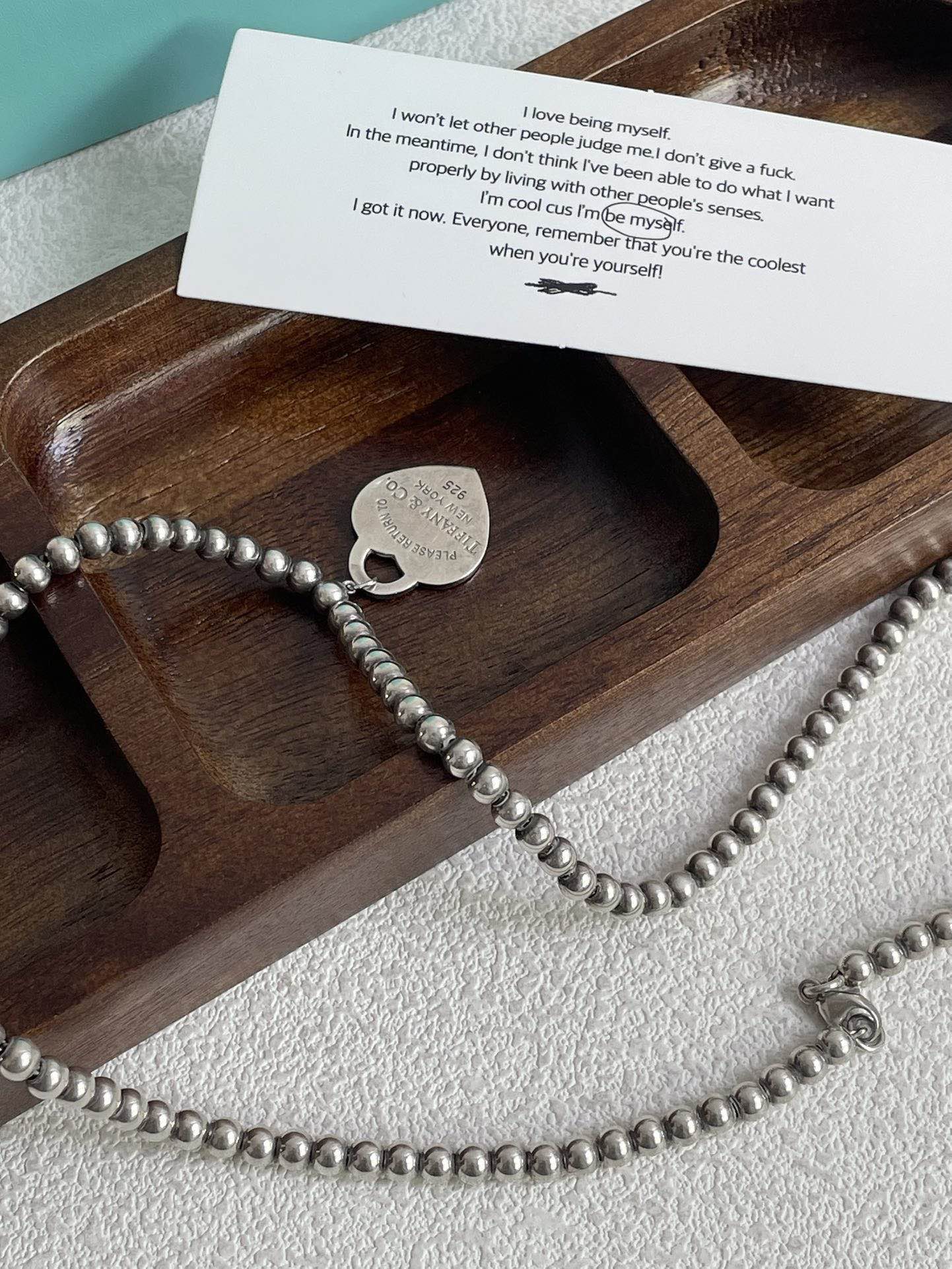 💕 Tiffany Silver Heart Necklace, 925 Silver #16200
