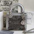 99%New🆕 Dior Lady Dior Metalic Silver Embroidered art collection (2018) #16217