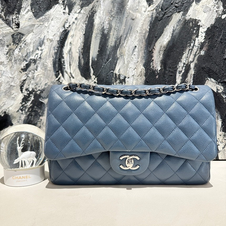 Chanel jumbo blue&sliver stamp19 12381