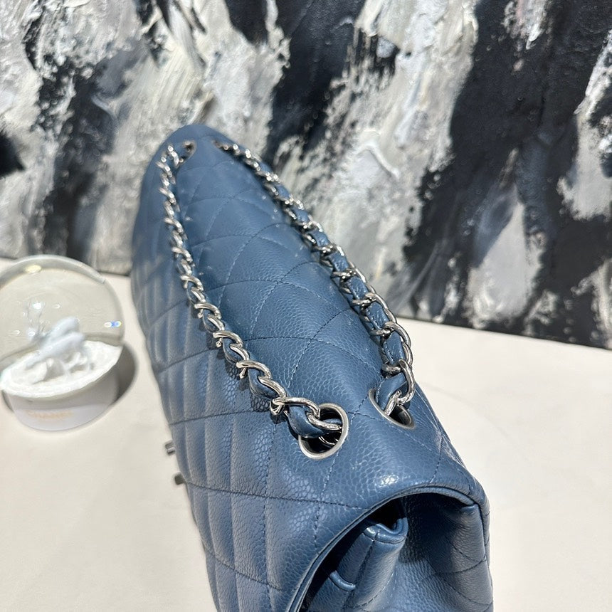 Chanel jumbo blue&sliver stamp19 12381