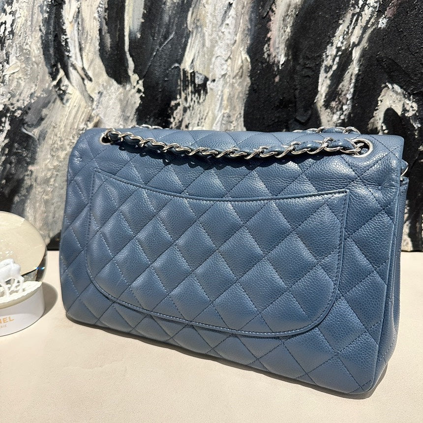 Chanel jumbo blue&sliver stamp19 12381