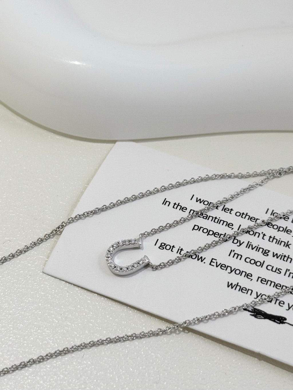 💕 Tiffany Horse Shoe Necklace, 18k White Gold & Diamonds #16074