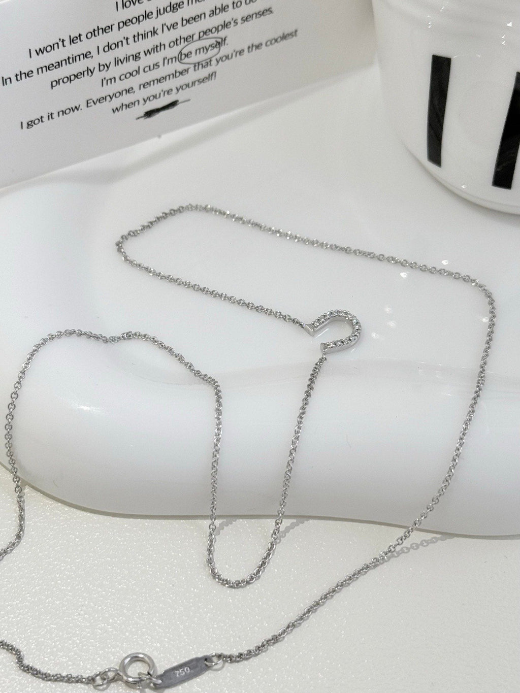 💕 Tiffany Horse Shoe Necklace, 18k White Gold & Diamonds #16074