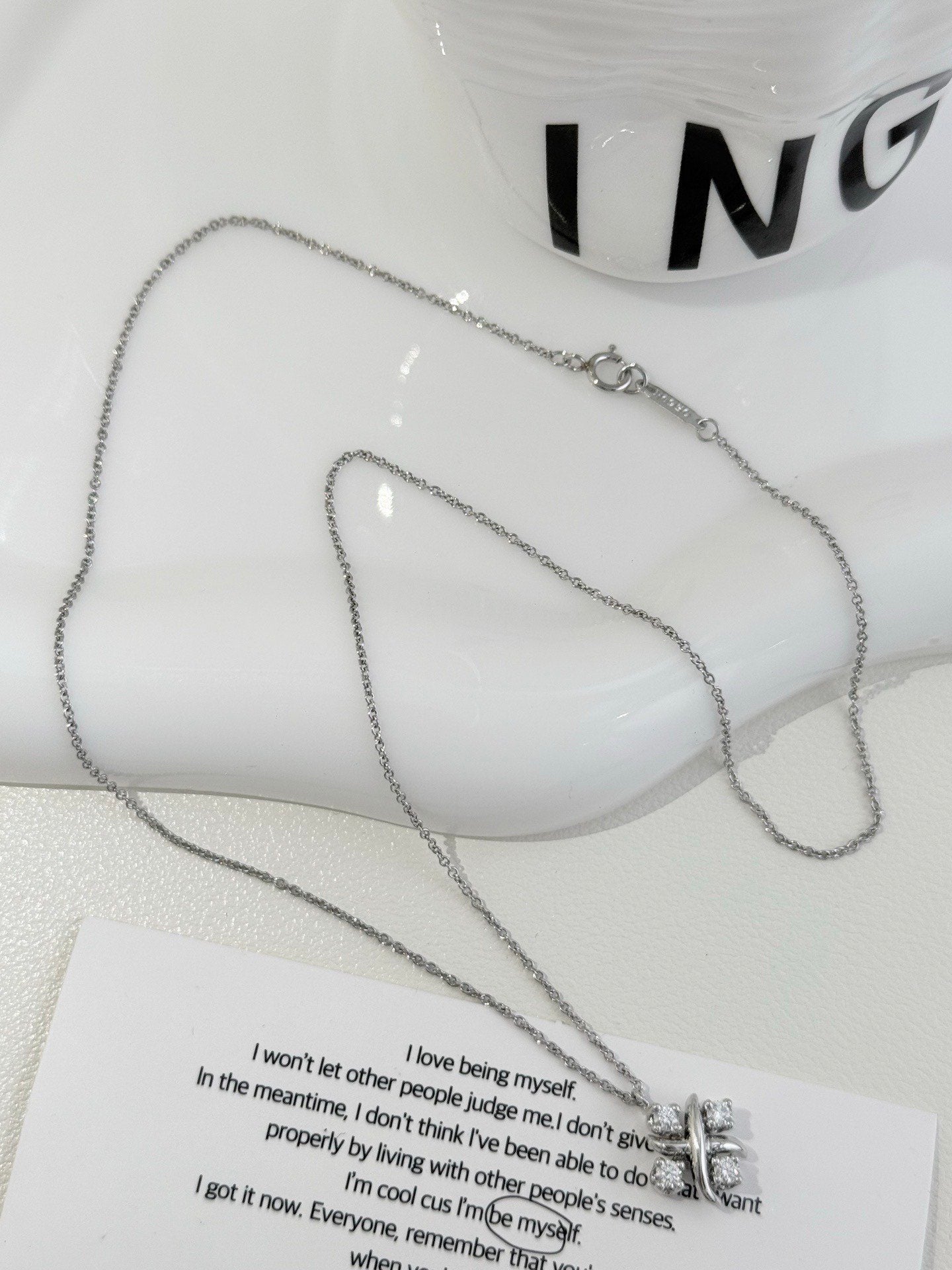 💕 Tiffany Sixteen Stone Necklace, Platinum & Diamonds #16085