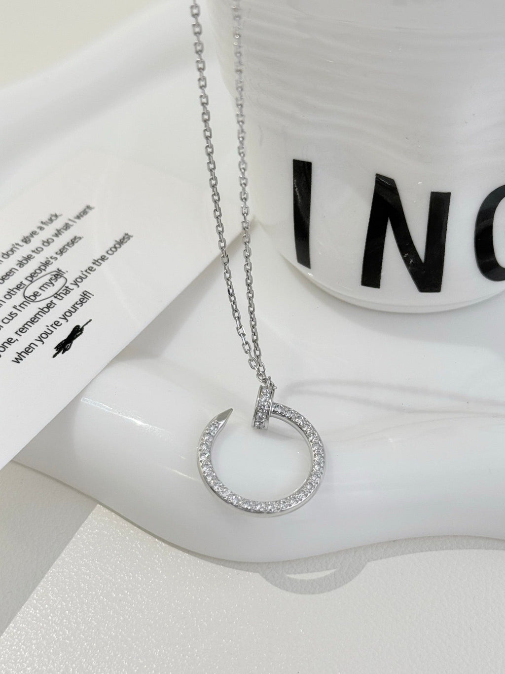 💕 Cartier Juste un Clou Nail Necklace, 18k White Gold & Diamonds #16130