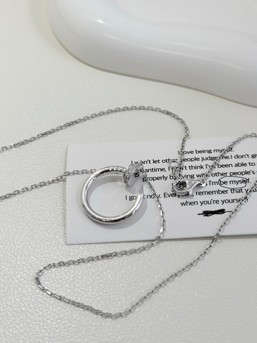 💕 Cartier Juste un Clou Nail Necklace, 18k White Gold & Diamonds #16130