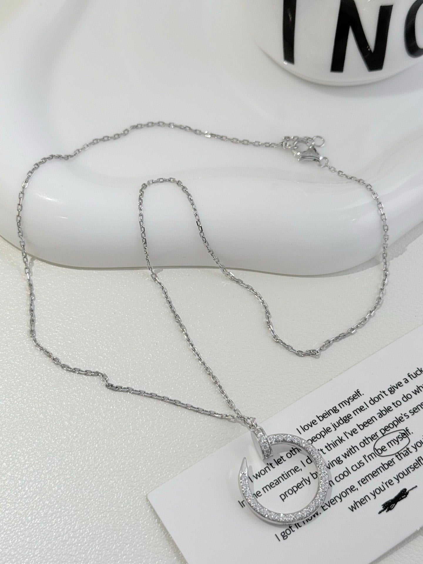 💕 Cartier Juste un Clou Nail Necklace, 18k White Gold & Diamonds #16130