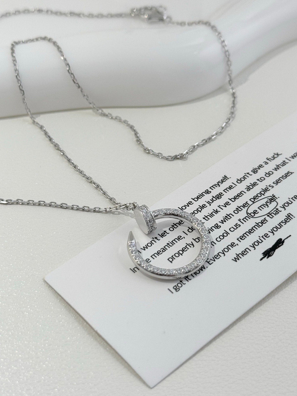 💕 Cartier Juste un Clou Nail Necklace, 18k White Gold & Diamonds #16130