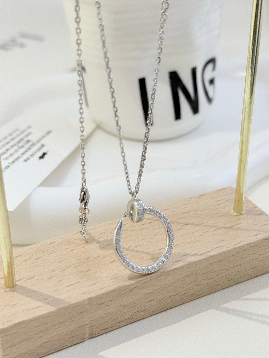 💕 Cartier Juste un Clou Nail Necklace, 18k White Gold & Diamonds #16130