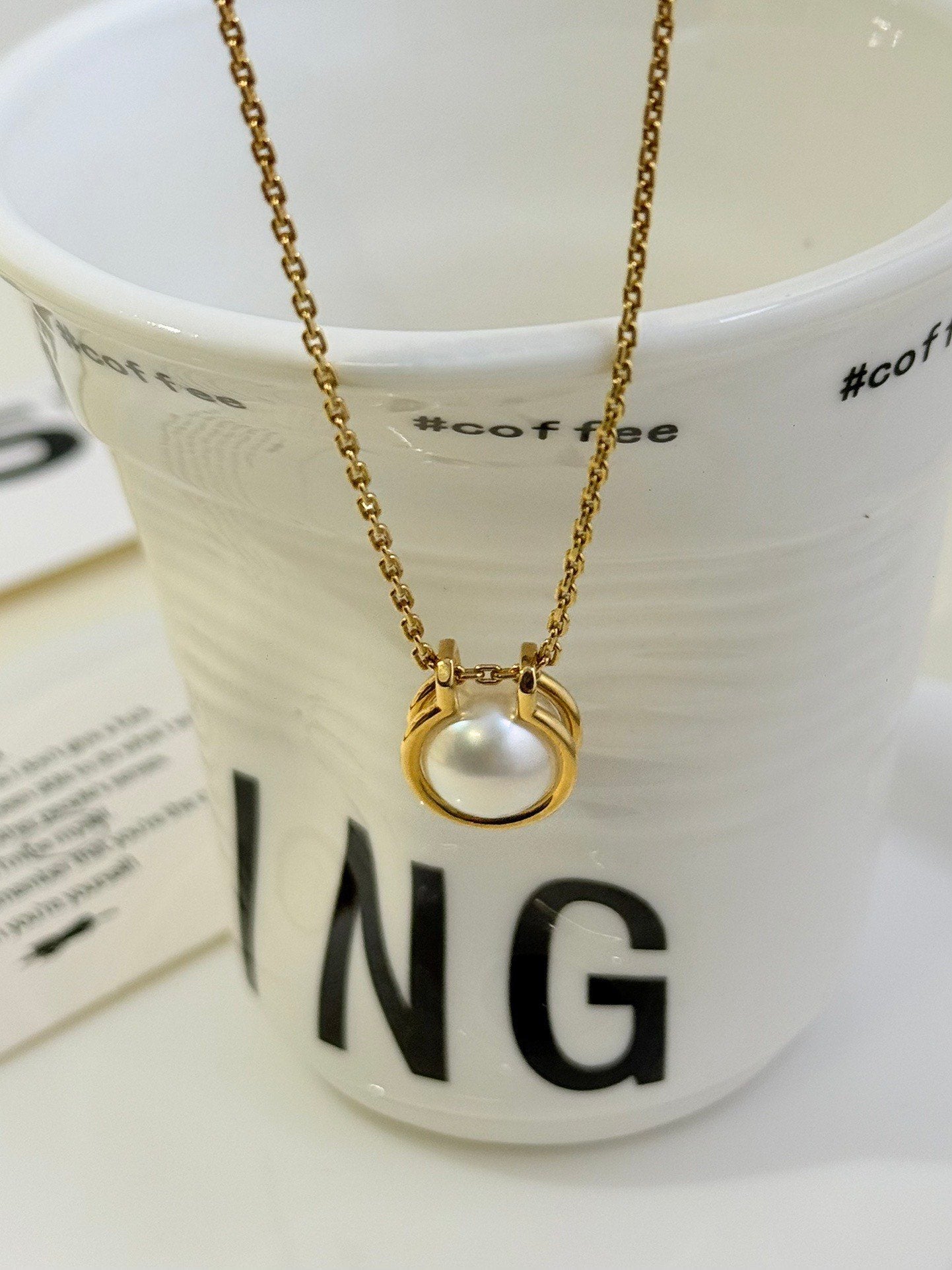 💕 Tiffany Hardware Pearl Necklace, 18k Yellow Gold & Diamonds #16087