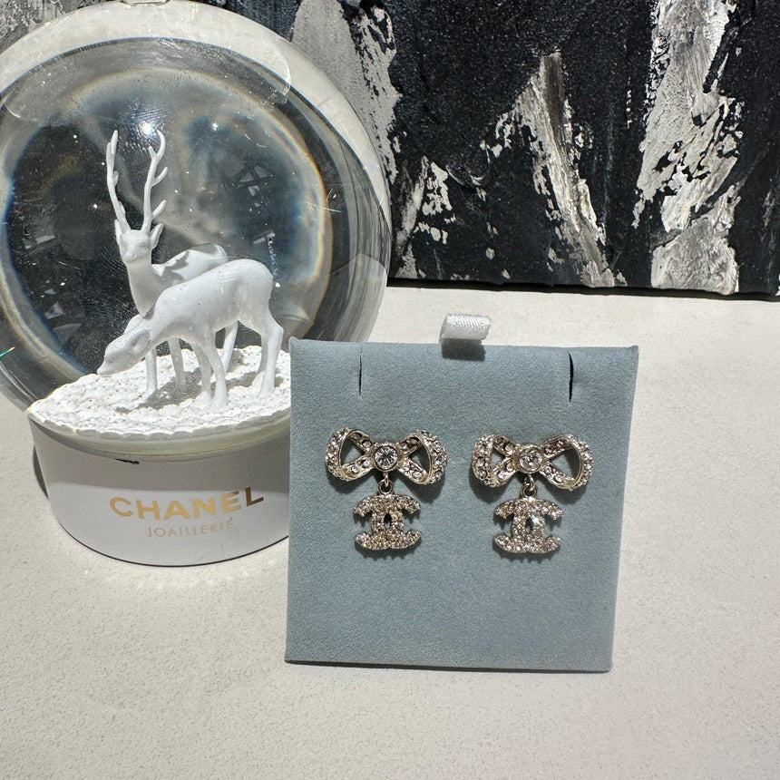 Chanel ear stud CC&bow gold 12489