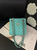 🍒 Chanel Turkish Blue Mini Bucket Crossbody Bag, B5559#