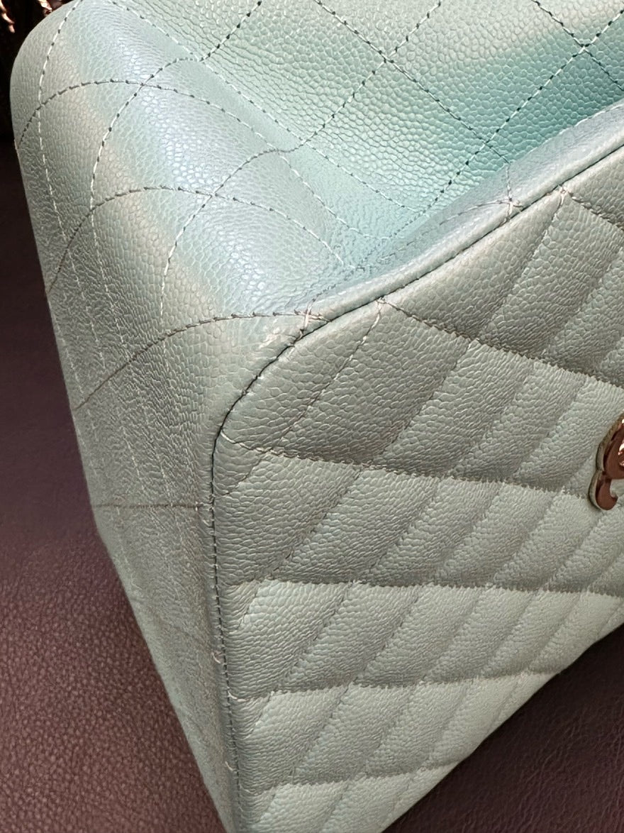 🍒 Chanel Turkish Blue Mini Bucket Crossbody Bag, B5559#