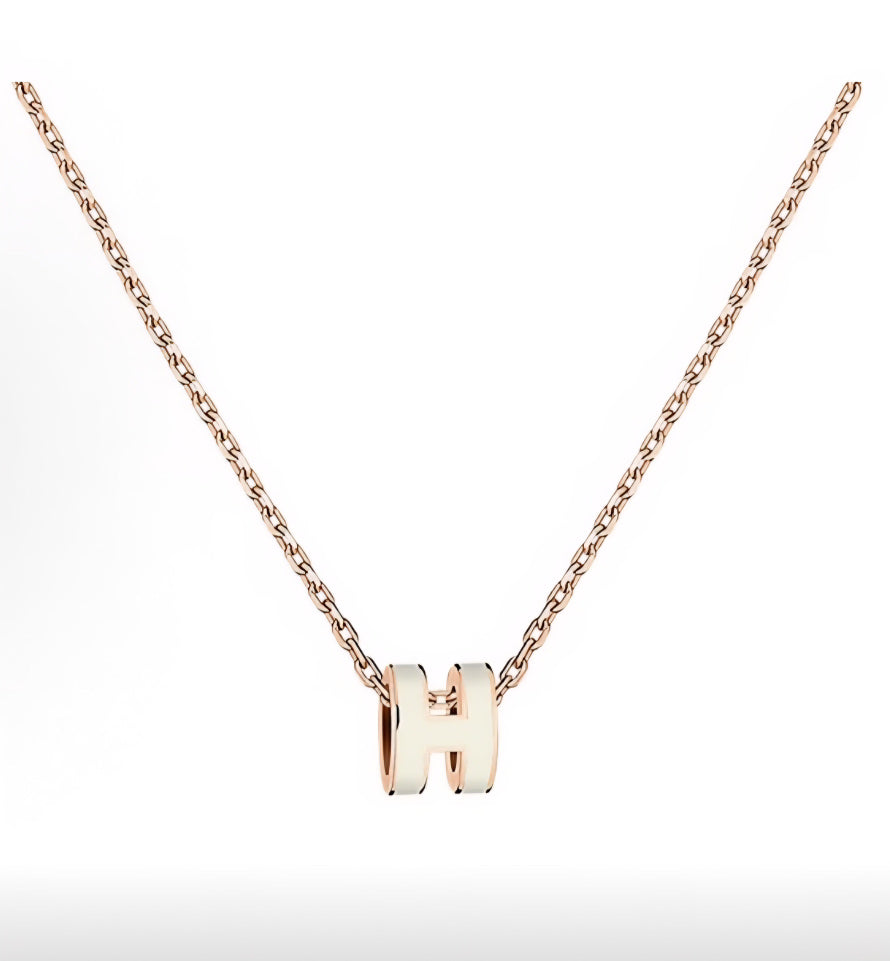HERMES POP H collection rose gold white with pendant necklace