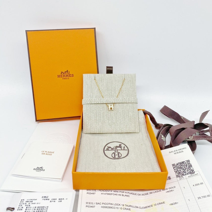 HERMES POP H collection rose gold white with pendant necklace