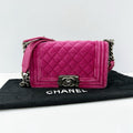 Chanel Leboy pink velvet small size bag