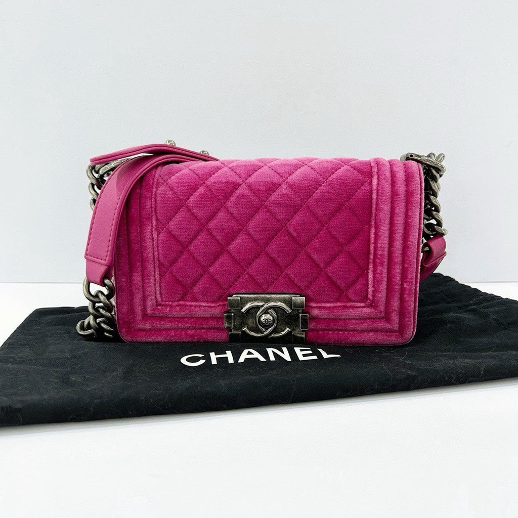 Chanel Leboy pink velvet small size bag