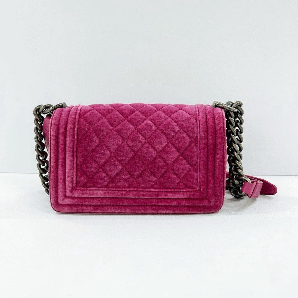 Chanel Leboy pink velvet small size bag