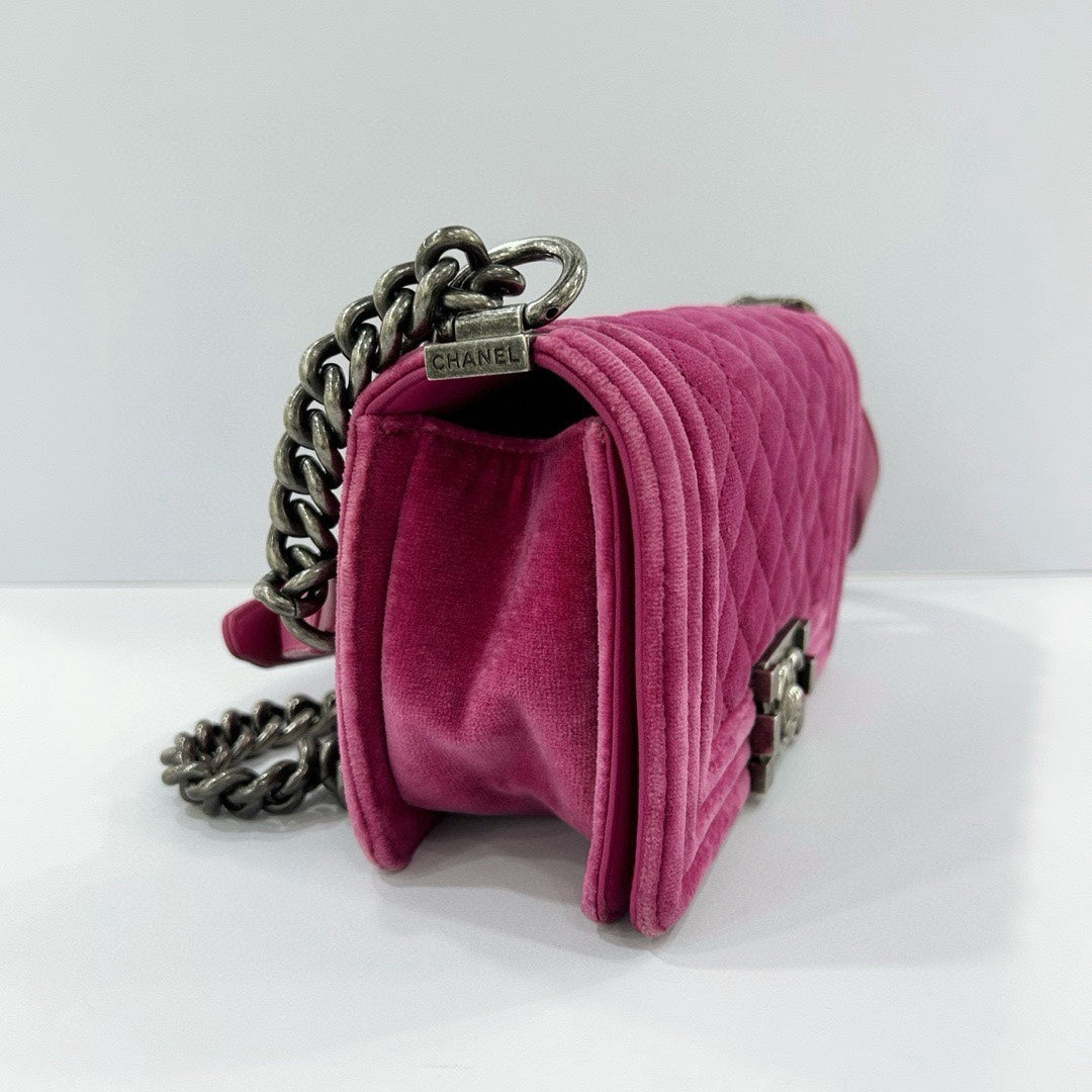 Chanel Leboy pink velvet small size bag