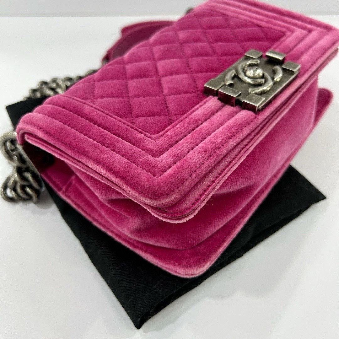Chanel Leboy pink velvet small size bag