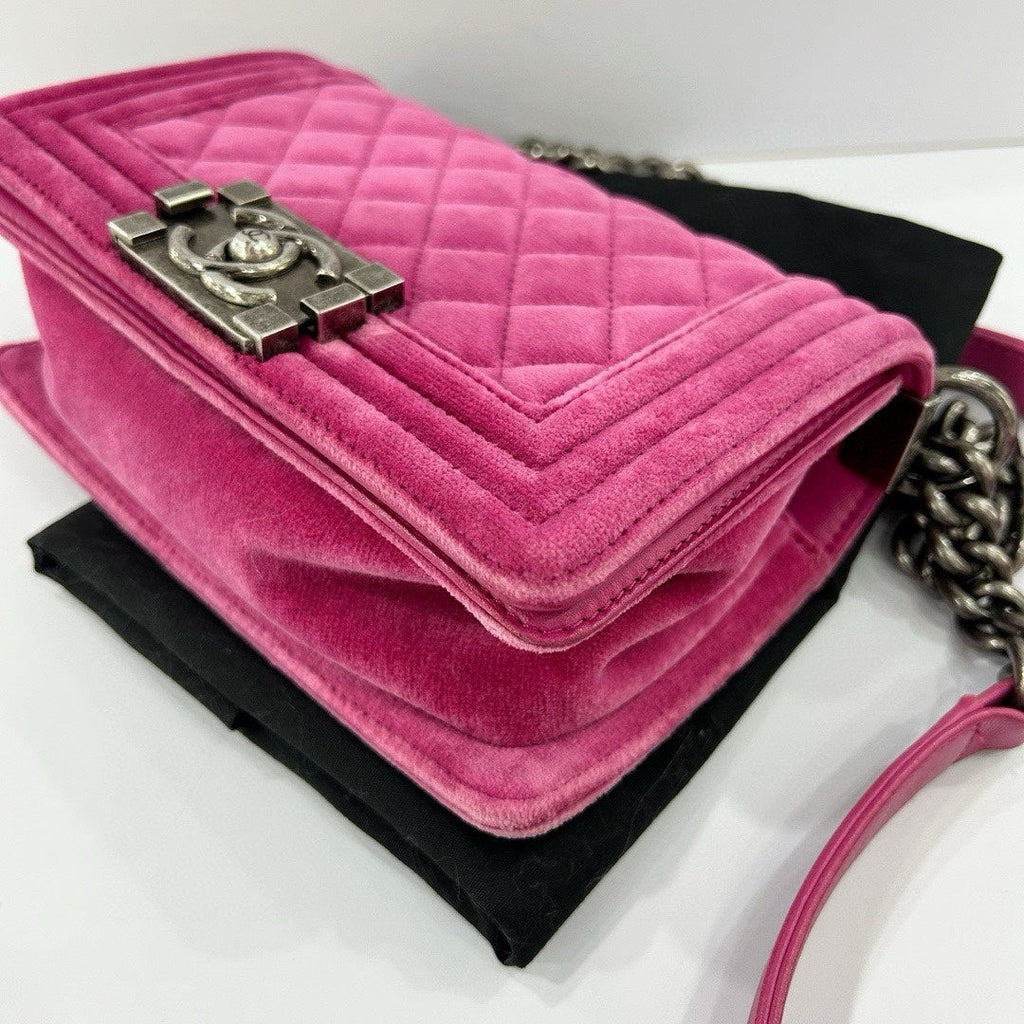 Chanel Leboy pink velvet small size bag