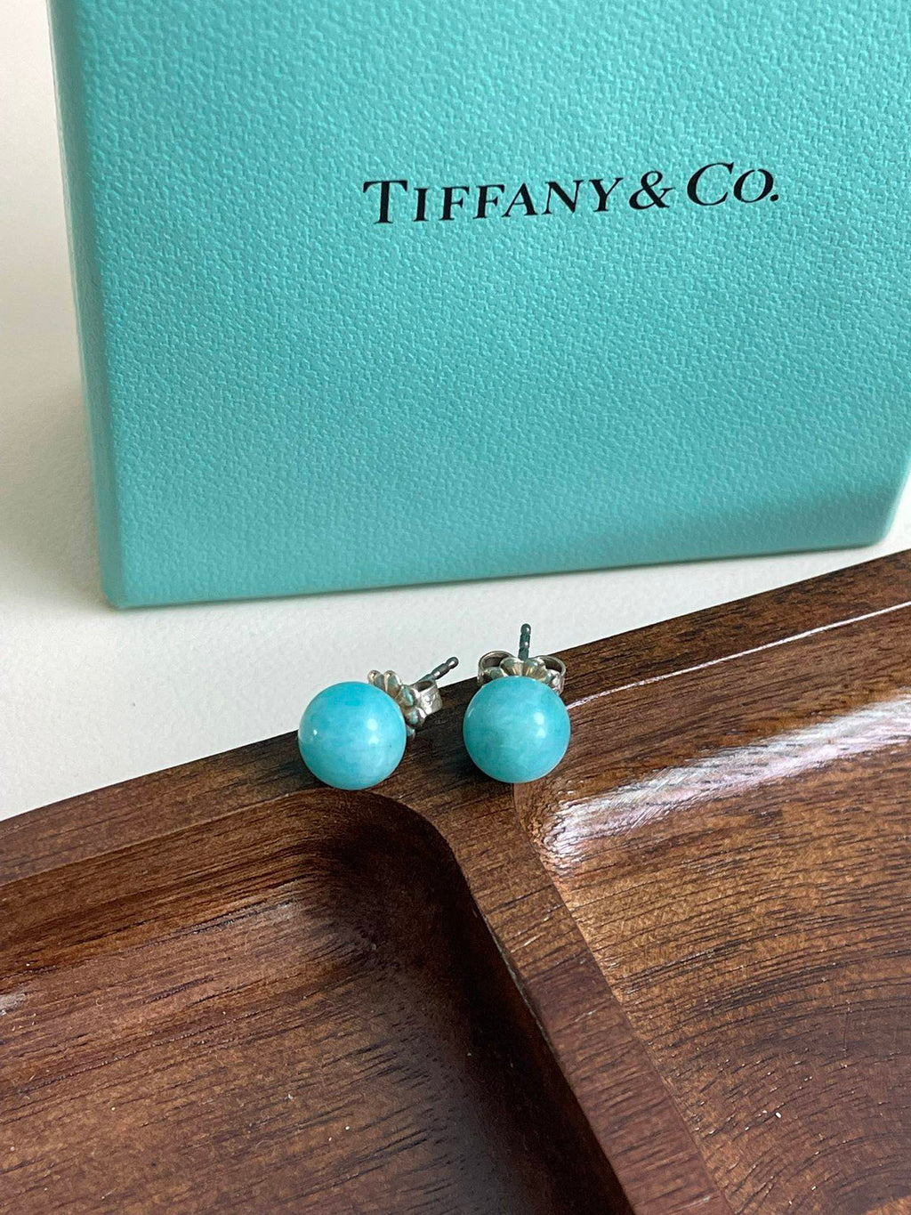 💕 Tiffany & Co. 925 Silver Amazonite Earrings #15818