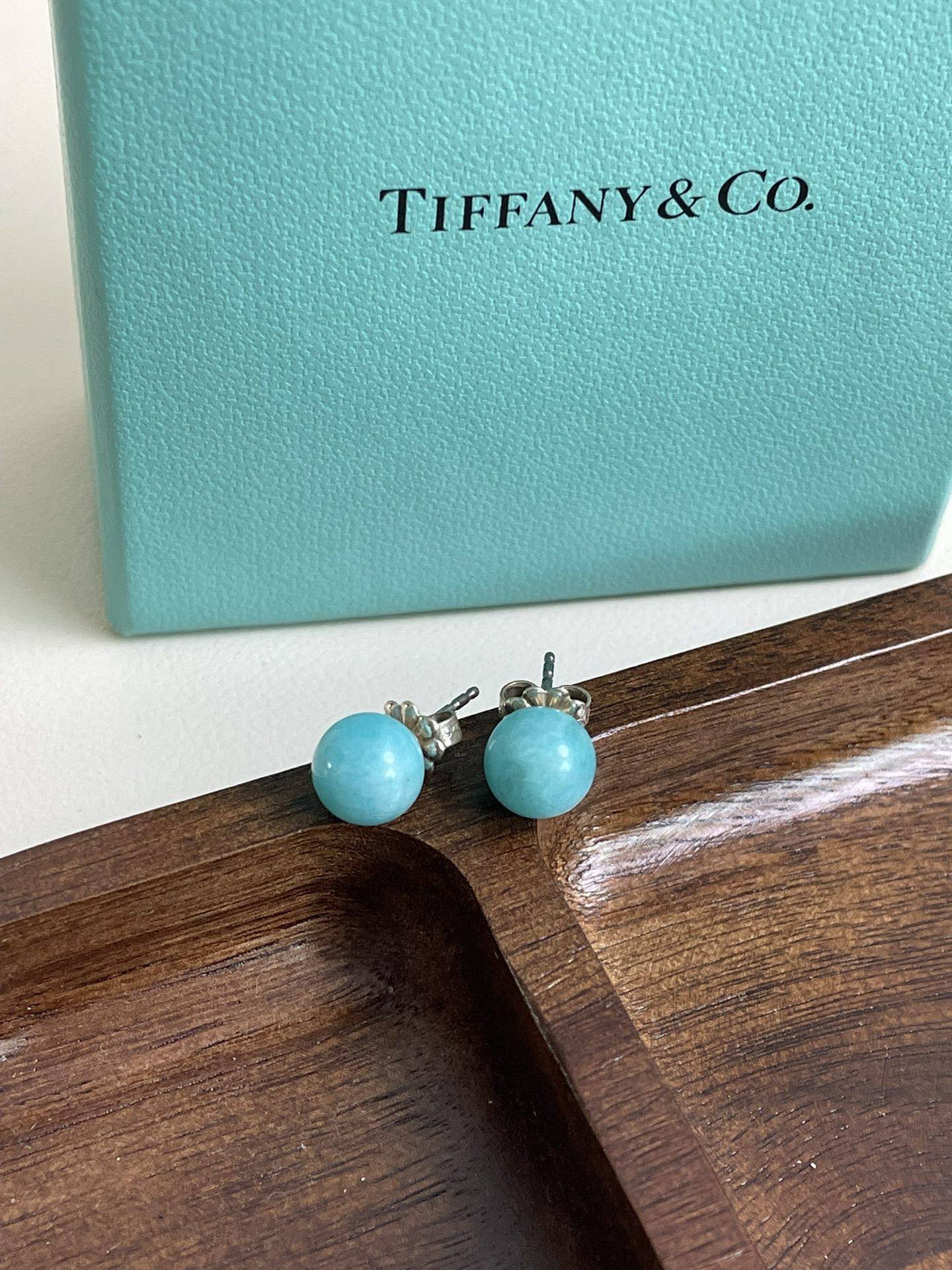 💕 Tiffany & Co. 925 Silver Amazonite Earrings #15818