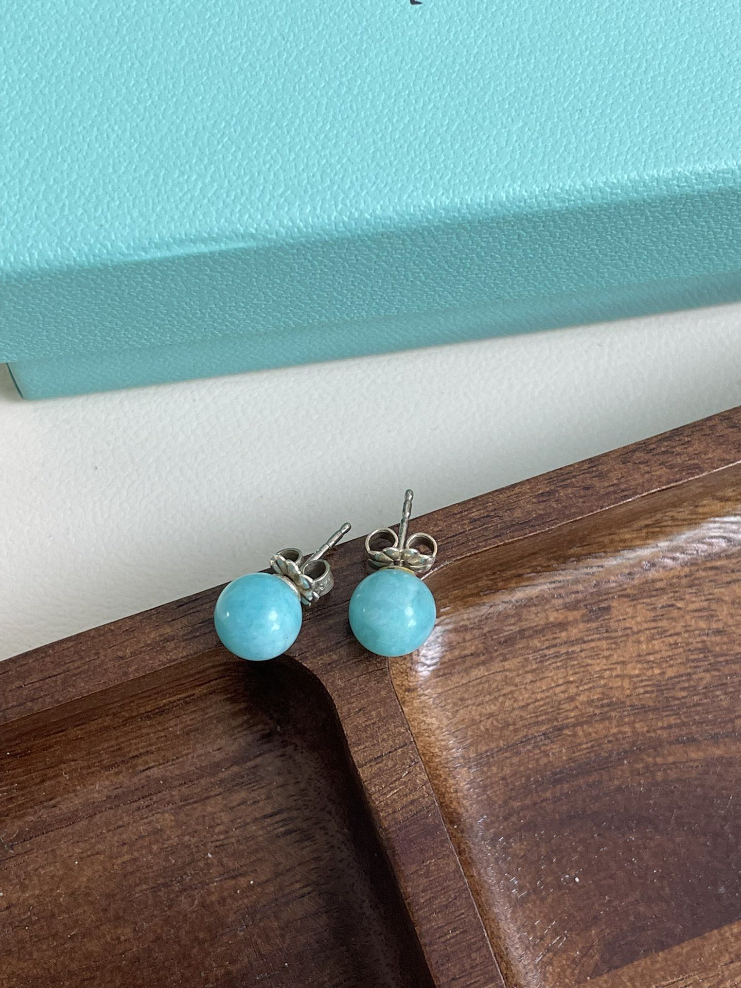 💕 Tiffany & Co. 925 Silver Amazonite Earrings #15818