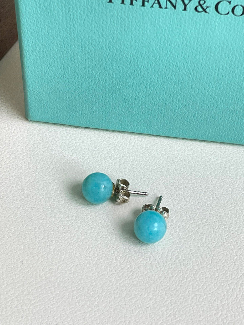 💕 Tiffany & Co. 925 Silver Amazonite Earrings #15818