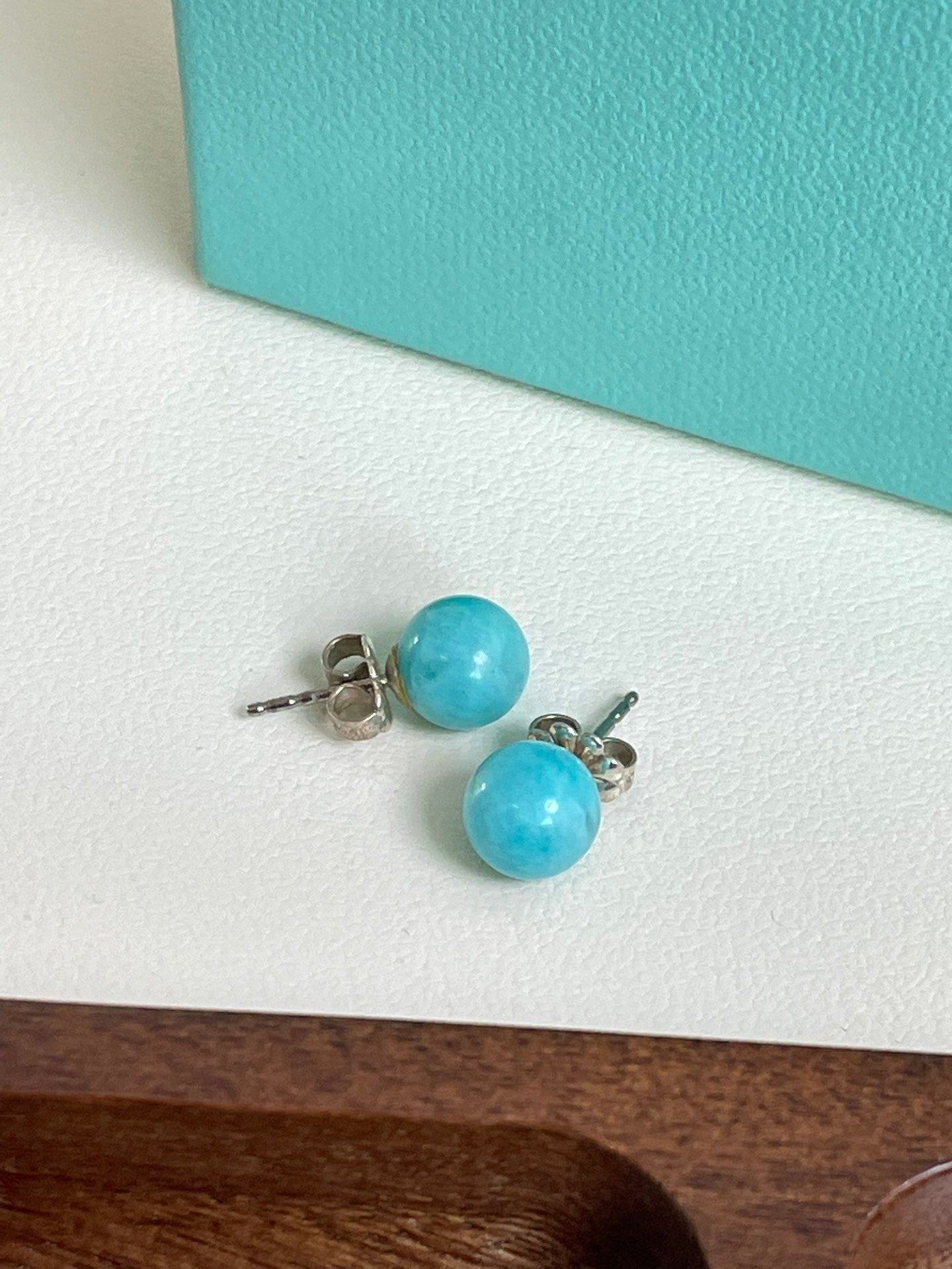 💕 Tiffany & Co. 925 Silver Amazonite Earrings #15818